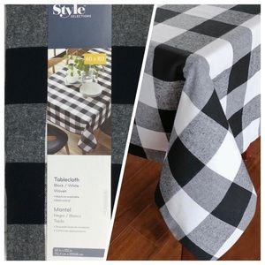 New! Buffalo Plaid Tablecloth Flannel White Black 100% Cotton Rectangle